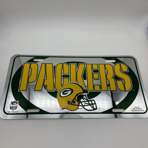 Vintage 1996 Tag Express Green Bay Packers Plastic Decorative License Plate - Picture 1 of 13